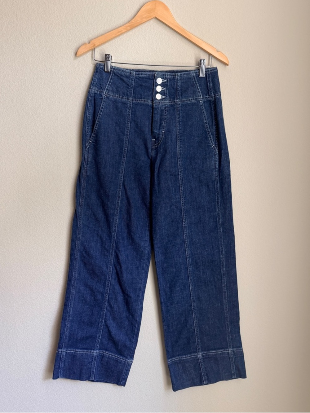Anthropologie Pilcro Wide-Leg High-Rise Jeans in Dark Indigo